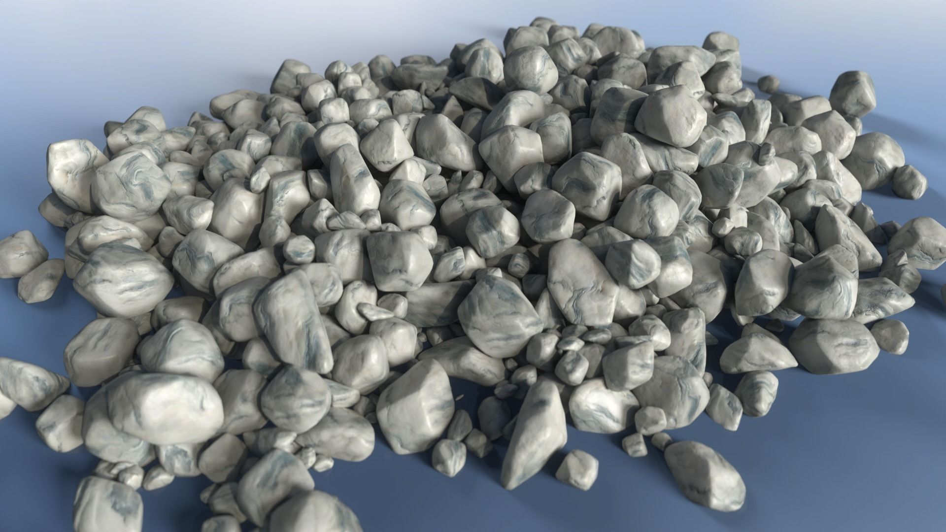 100 Debris Pebble Stones Low-poly 3D model_4
