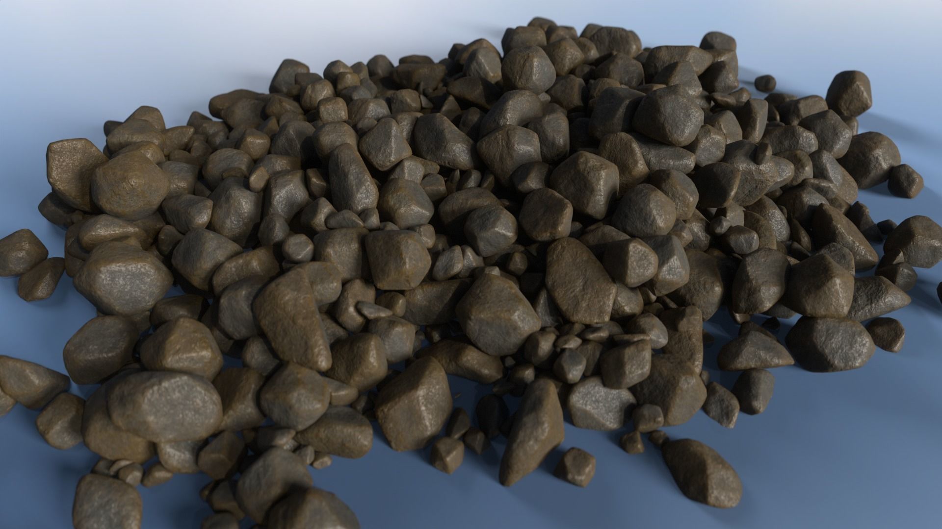 100 Debris Pebble Stones Low-poly 3D model_5