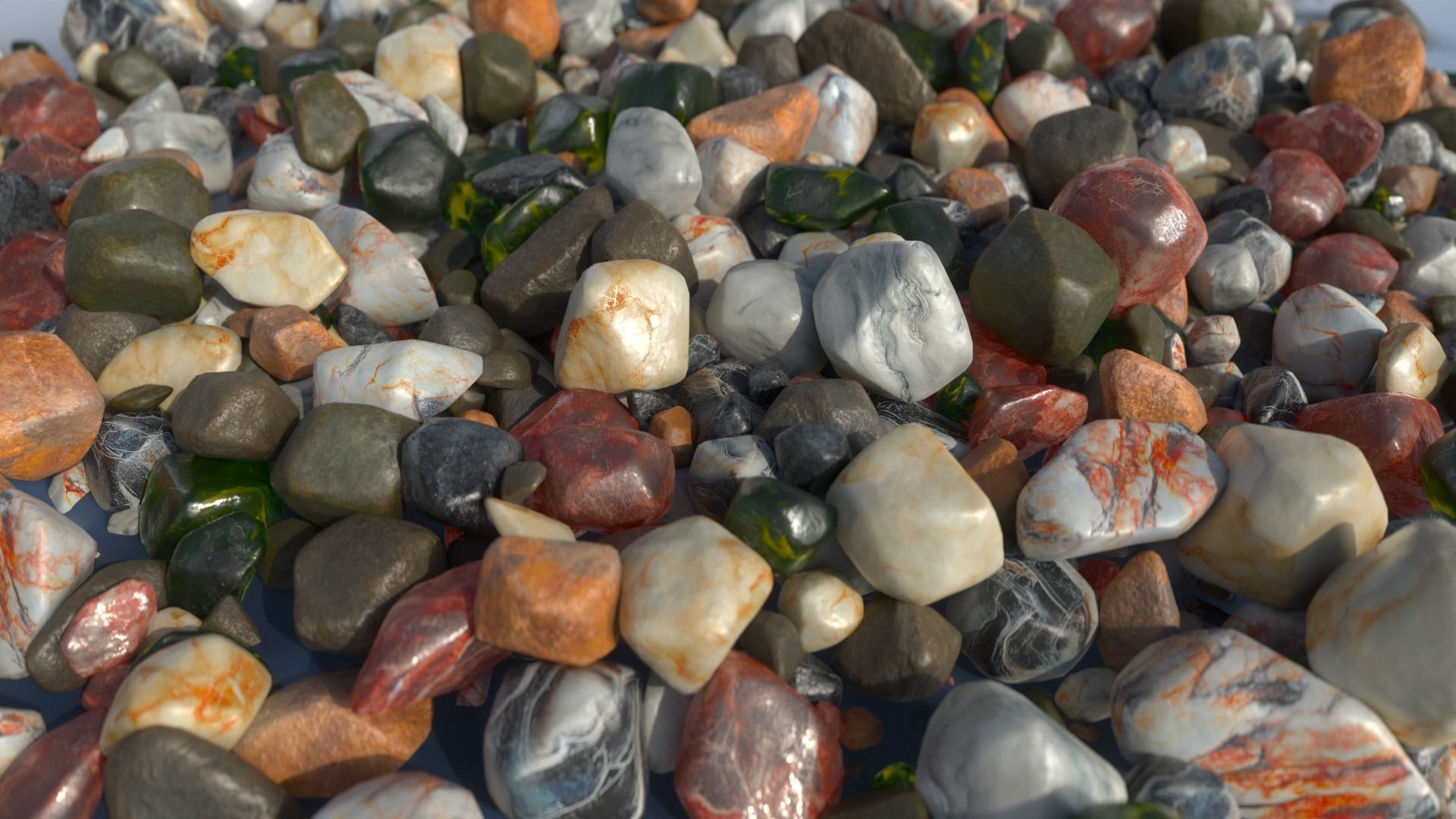100 Debris Pebble Stones Low-poly 3D model_1