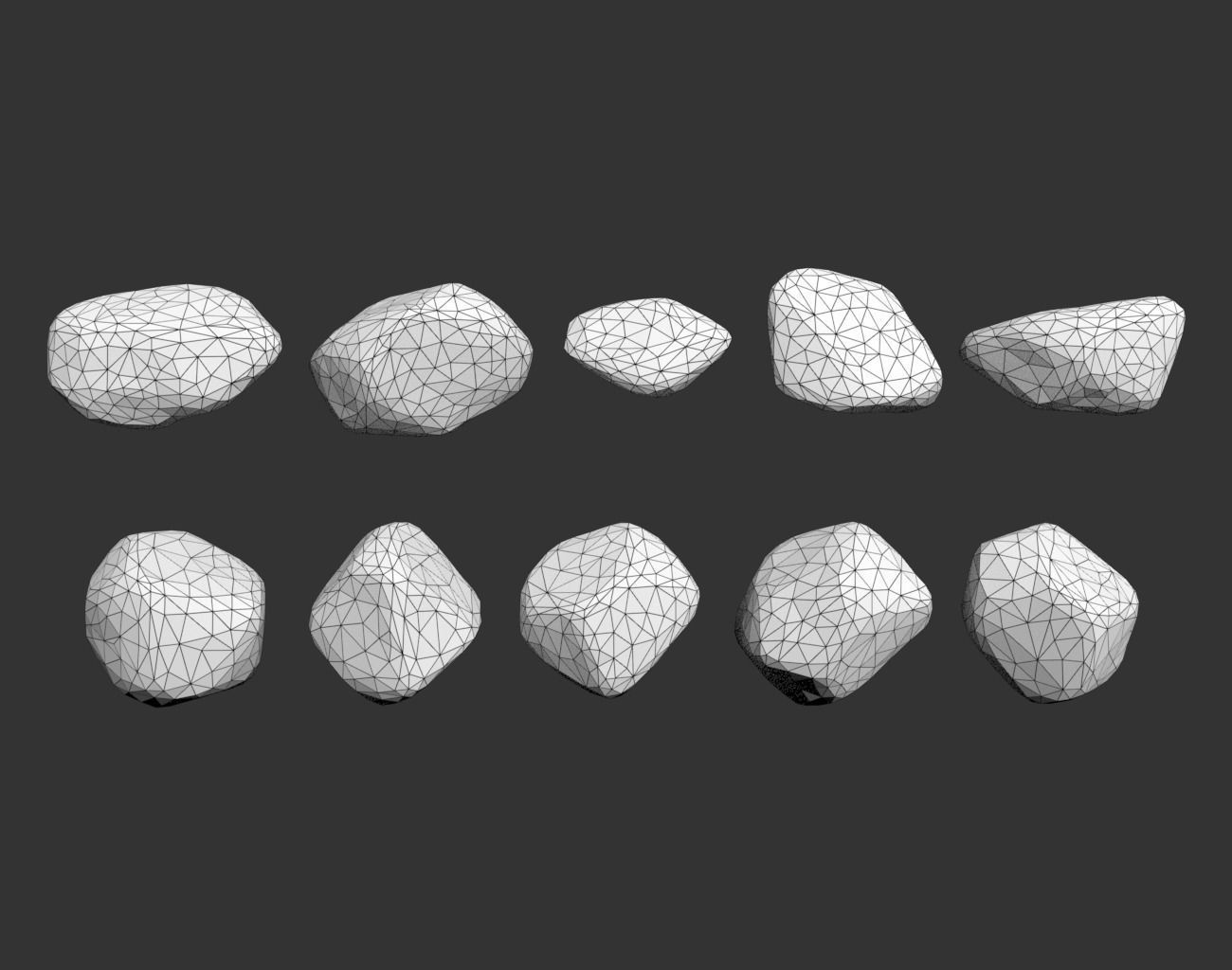 100 Debris Pebble Stones Low-poly 3D model_14