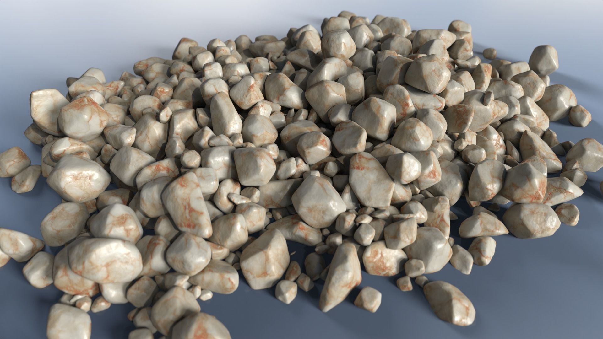 100 Debris Pebble Stones Low-poly 3D model_11