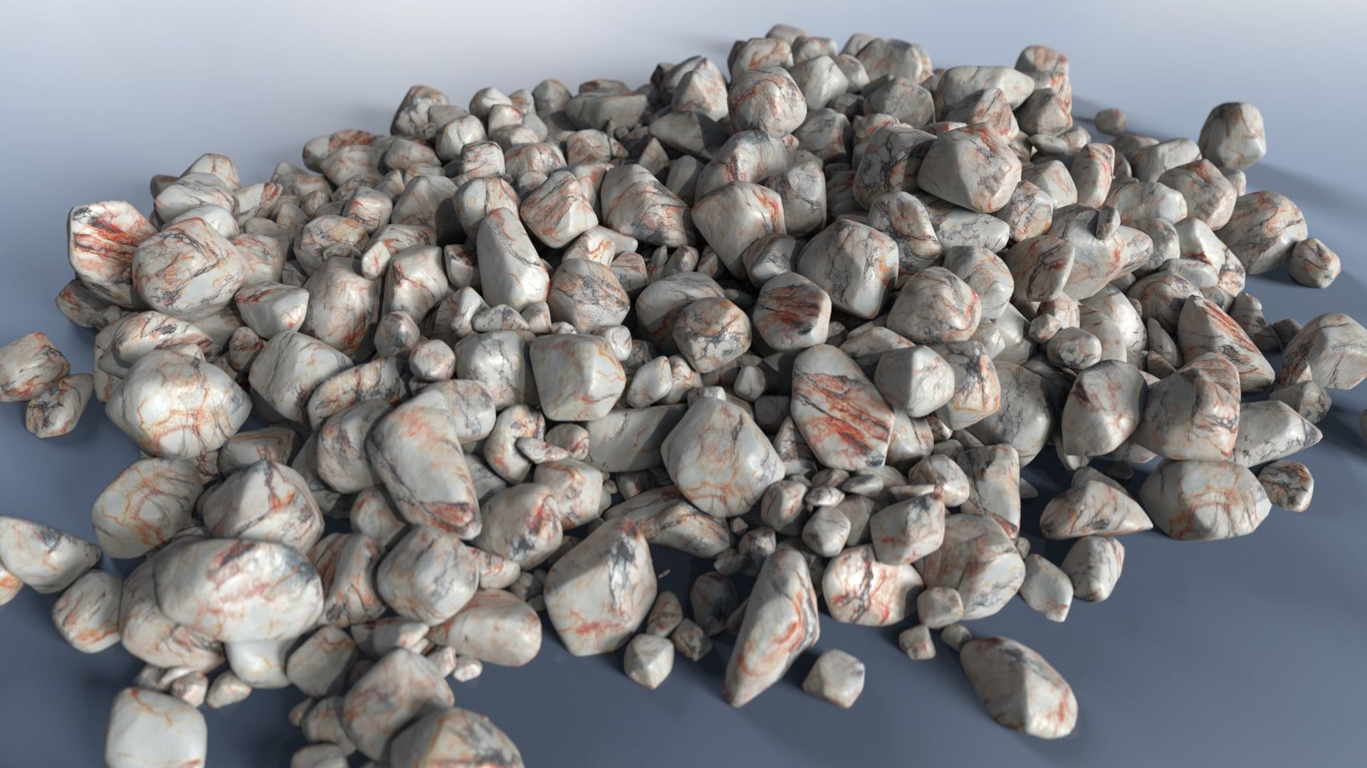 100 Debris Pebble Stones Low-poly 3D model_10