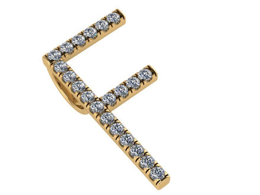F Letter Diamond Pendant 1570 3D print model_1