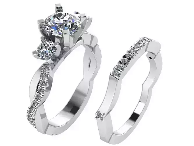 Peg Setting Twisted Ring With Band 1571