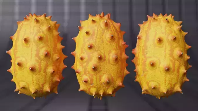 Kiwano 01 - Fruit Highpoly model - 8k texture Low-poly 3D model