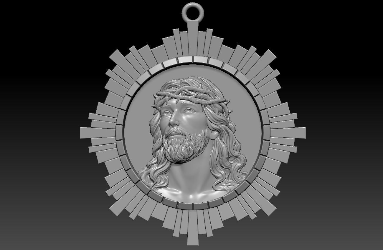 Jesus Head pendant 3D print model_5
