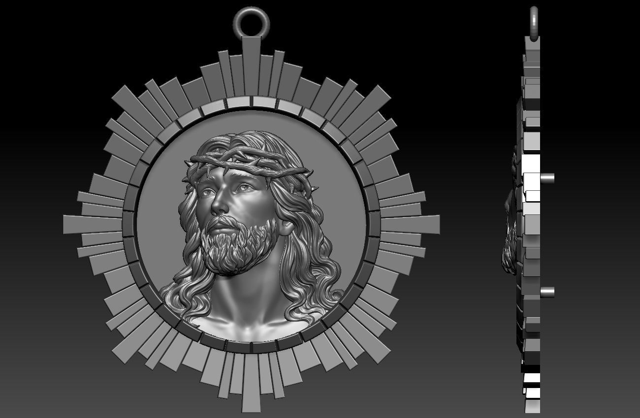 Jesus Head pendant 3D print model_4