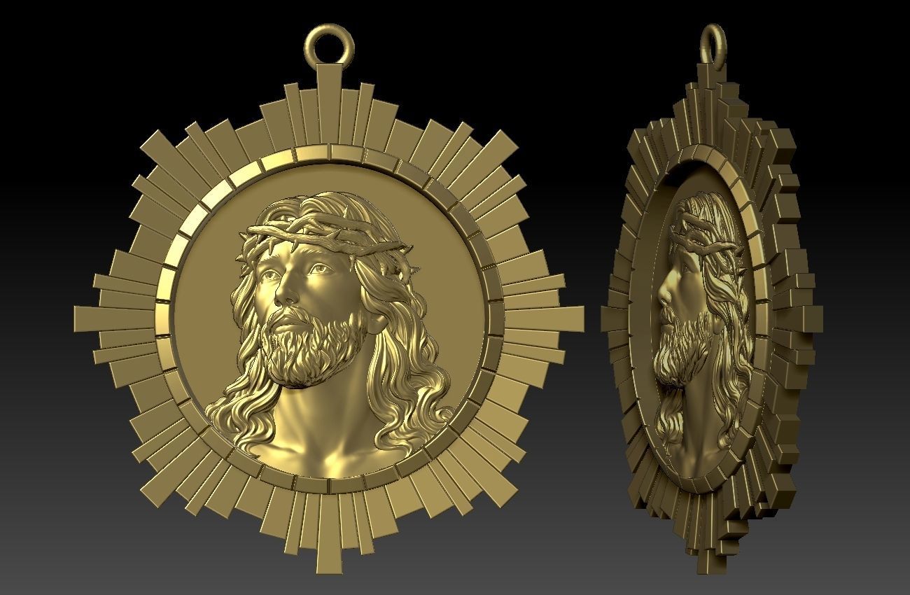 Jesus Head pendant 3D print model_2