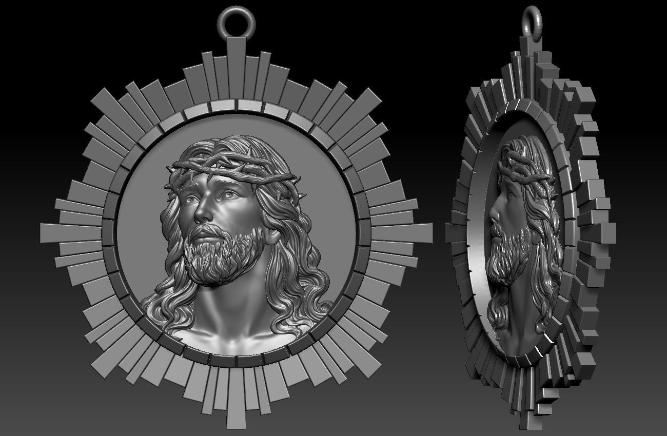 Jesus Head pendant 3D print model_1