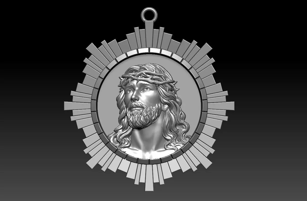 Jesus Head pendant 3D print model_0