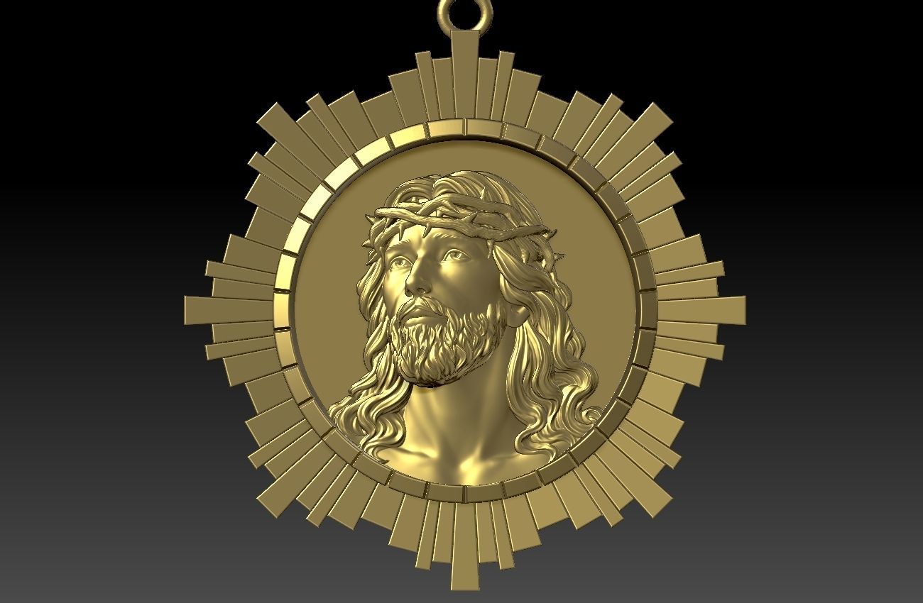 Jesus Head pendant 3D print model_3