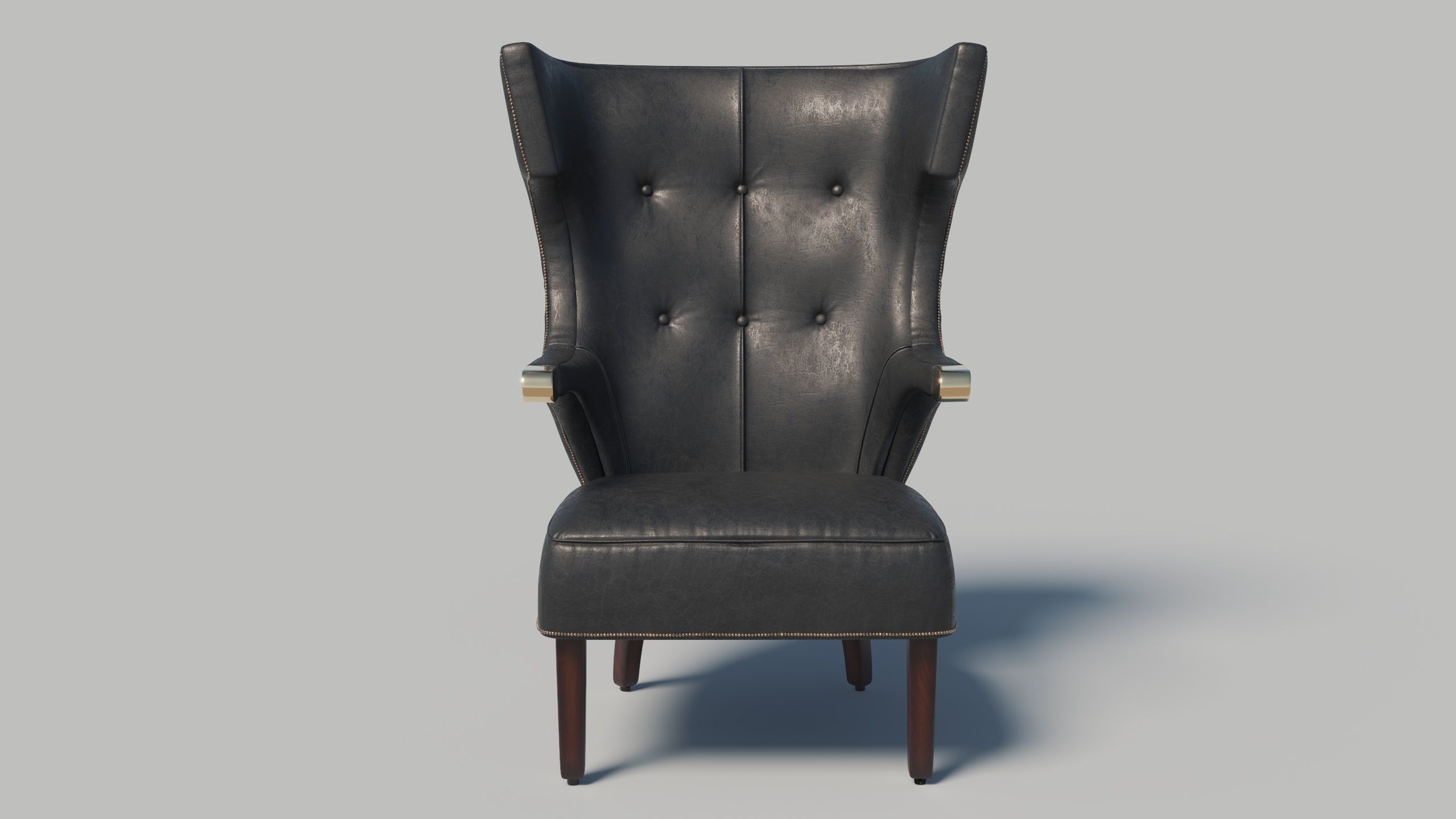 Hemet Wingback Chair Low-poly 3D model_1
