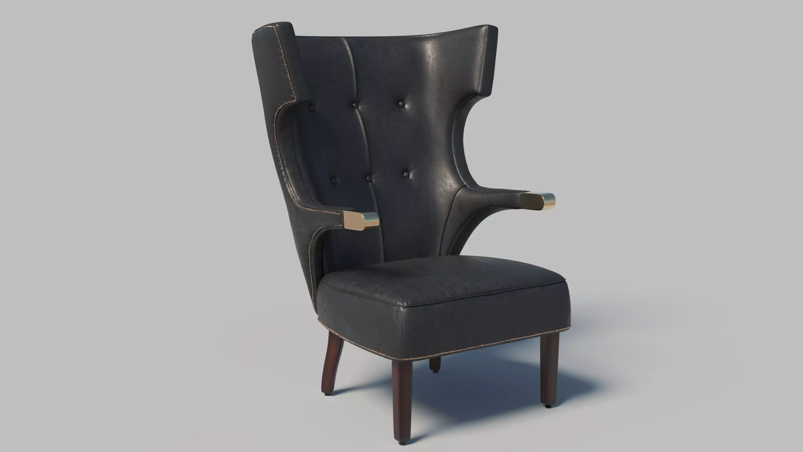 Hemet Wingback Chair Low-poly 3D model_0