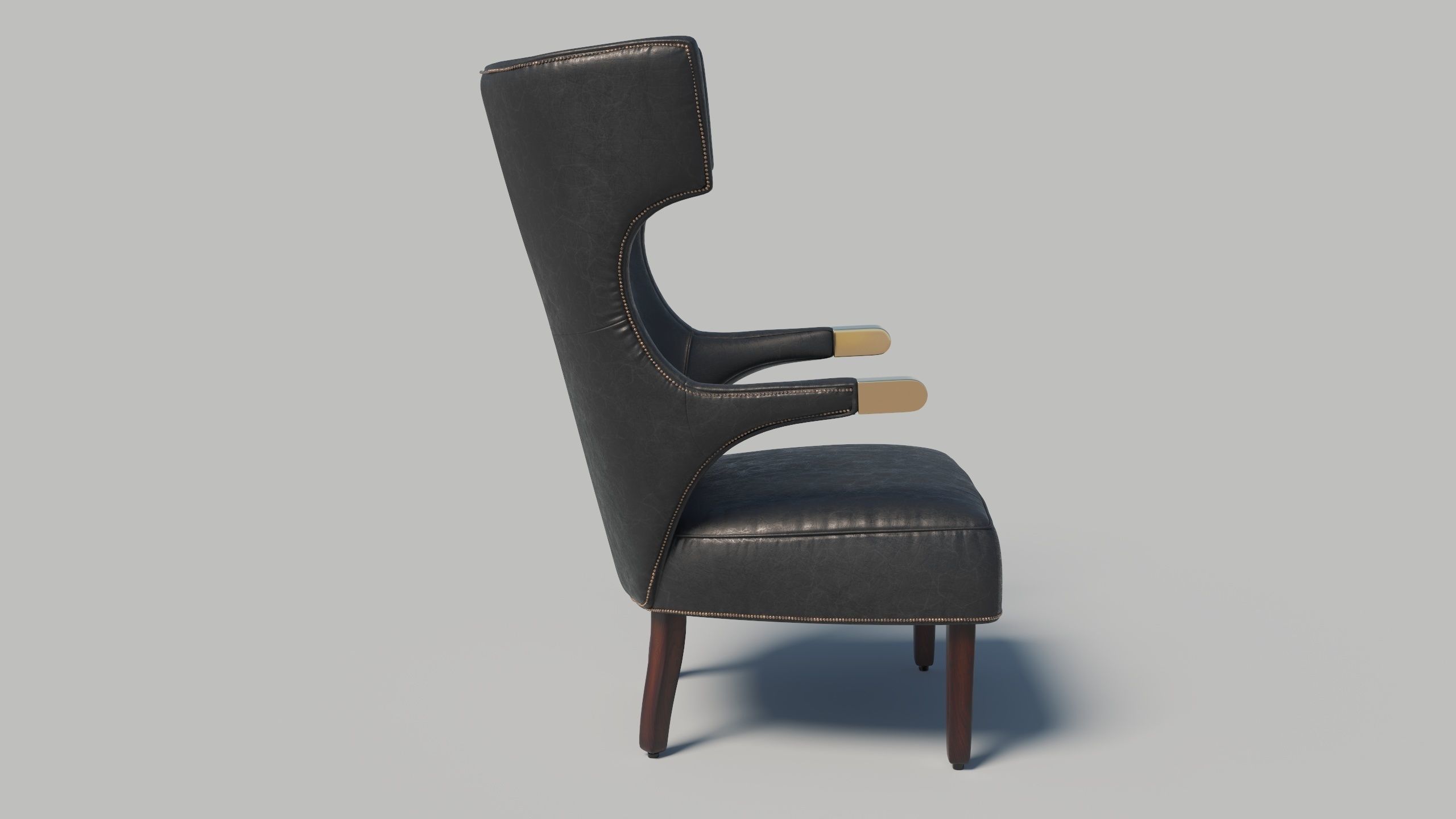 Hemet Wingback Chair Low-poly 3D model_4