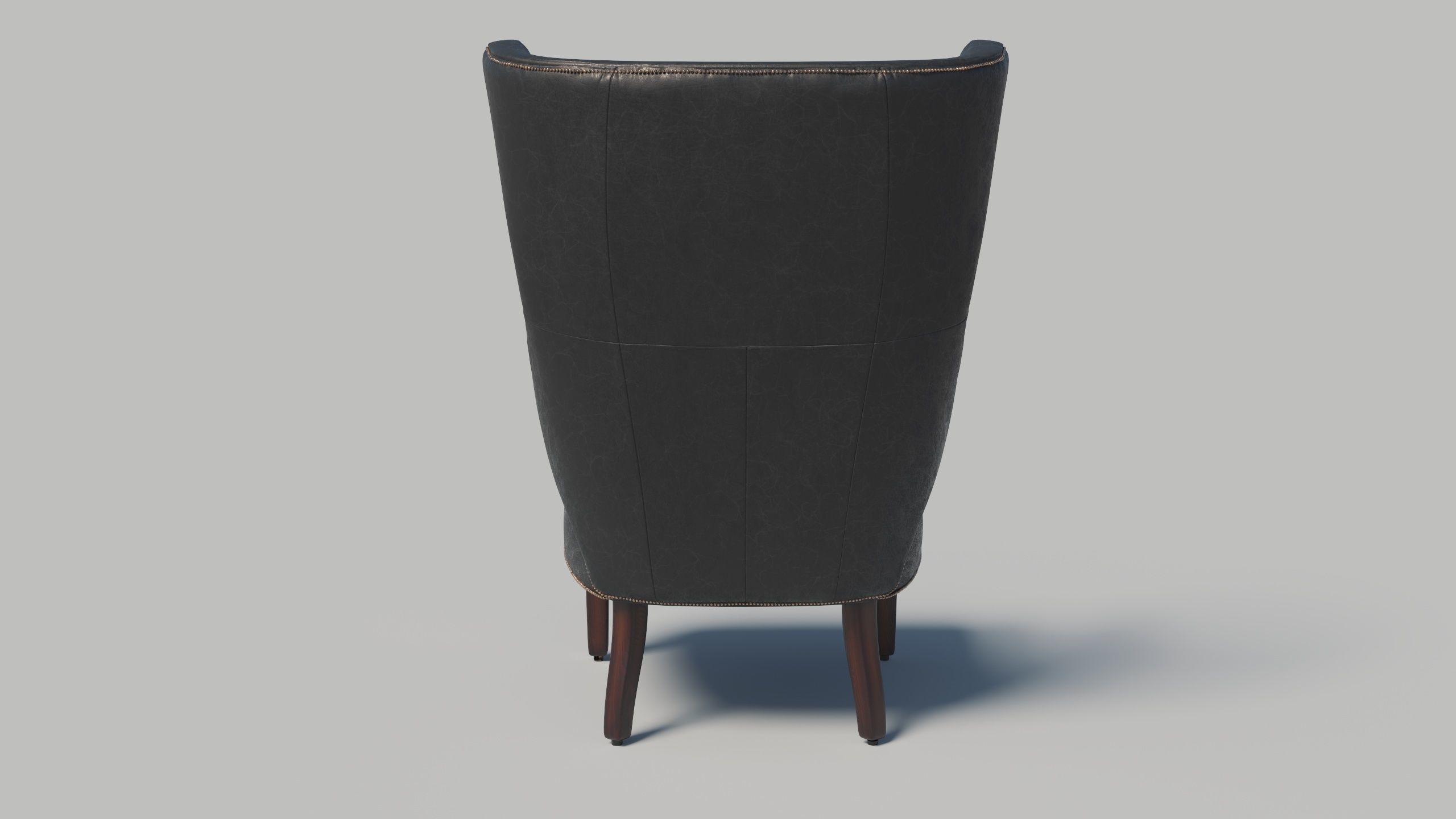 Hemet Wingback Chair Low-poly 3D model_3
