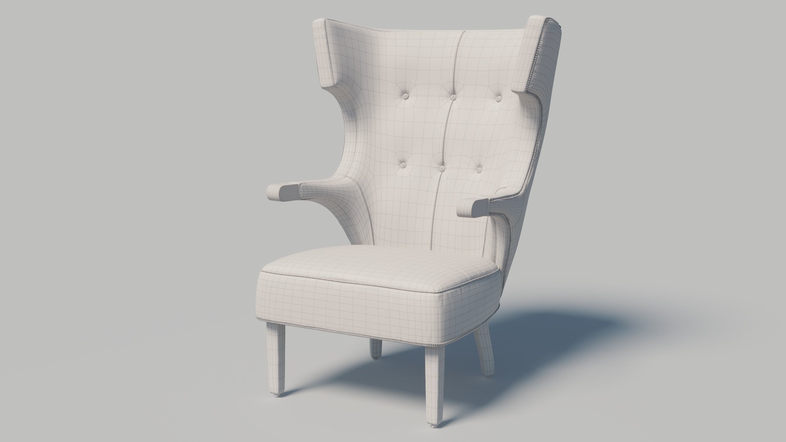 Hemet Wingback Chair Low-poly 3D model_5
