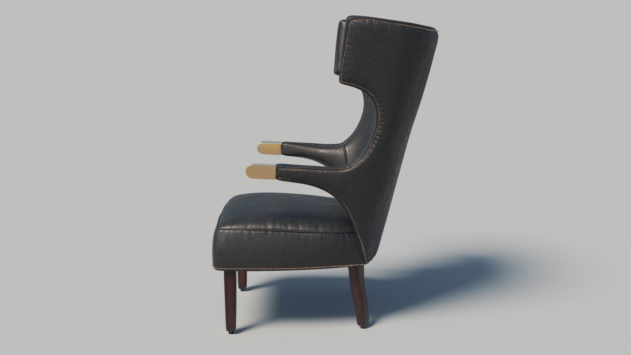 Hemet Wingback Chair Low-poly 3D model_2
