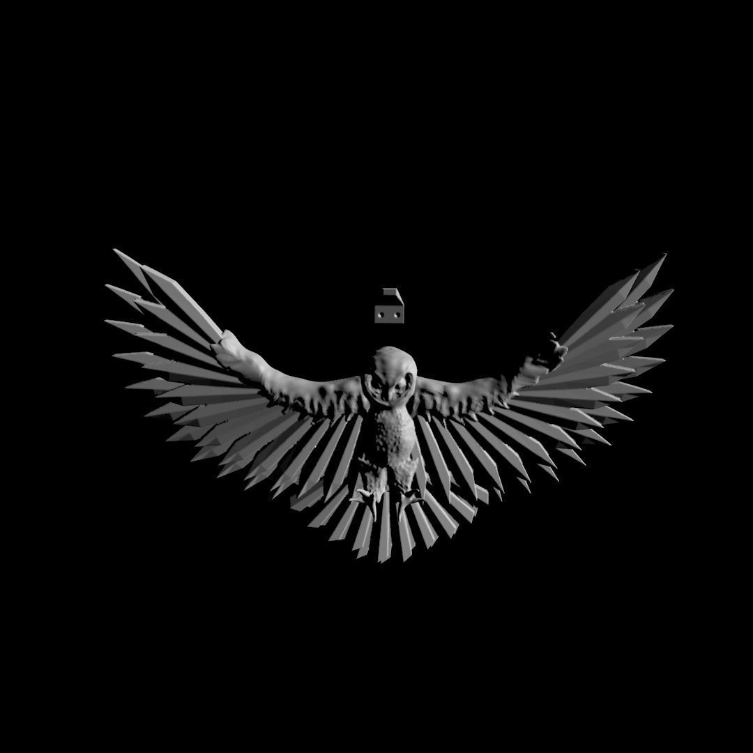 Flying owl with wall mount 3D print model_1