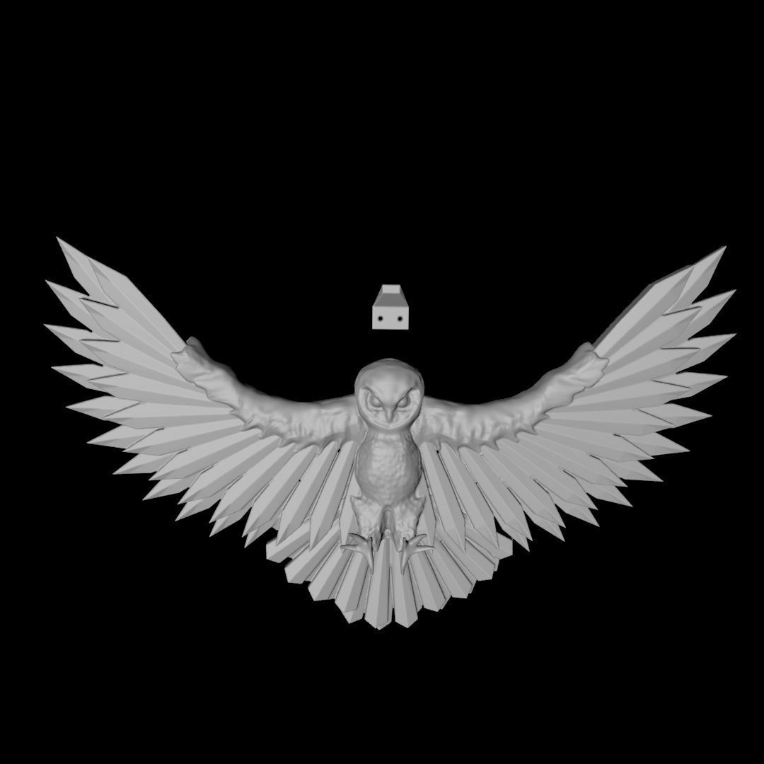 Flying owl with wall mount 3D print model_6
