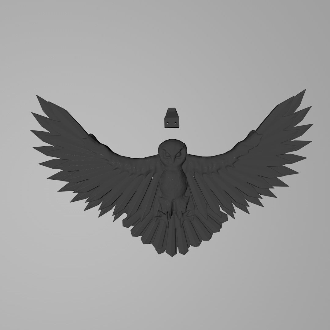 Flying owl with wall mount 3D print model_7