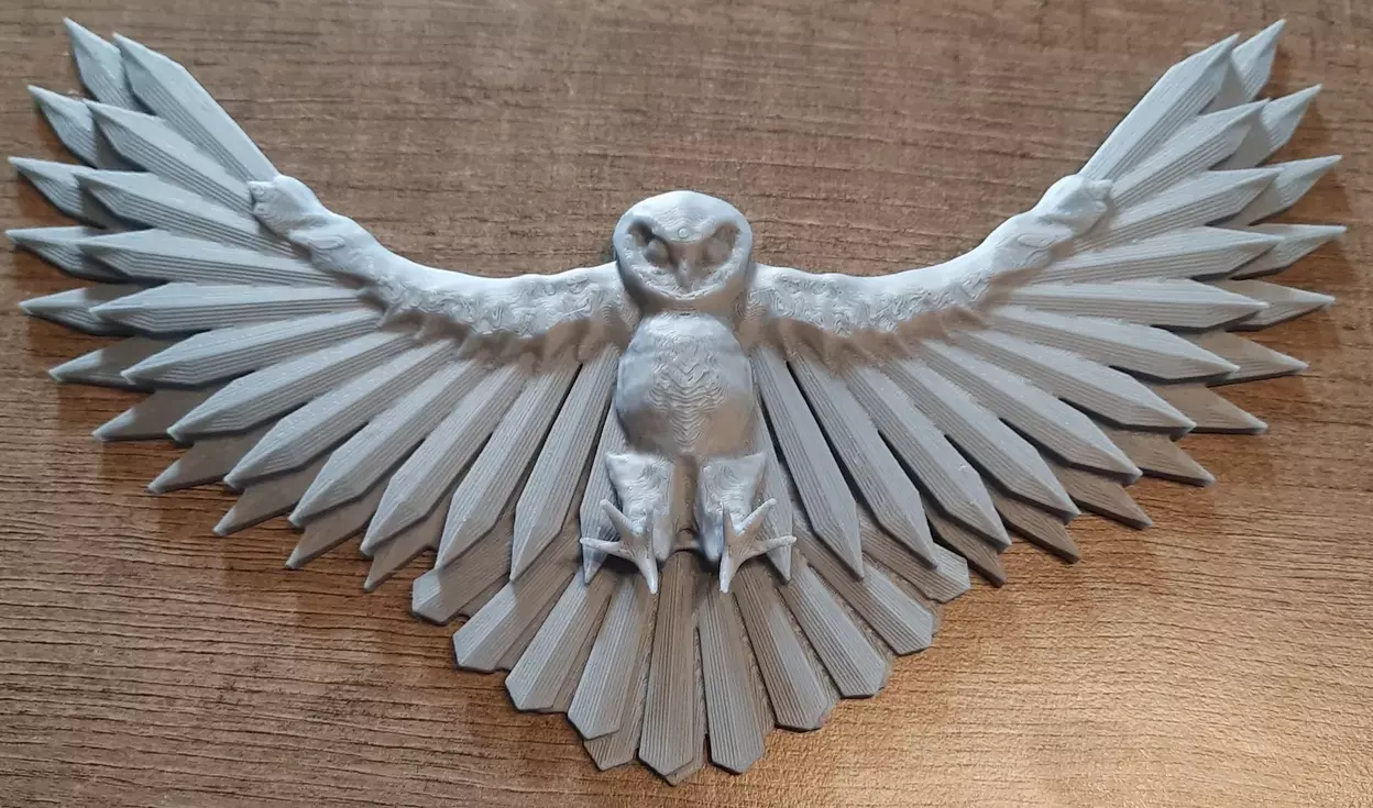 Flying owl with wall mount 3D print model_0