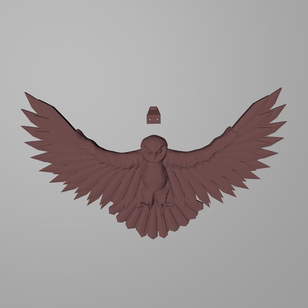 Flying owl with wall mount 3D print model_3