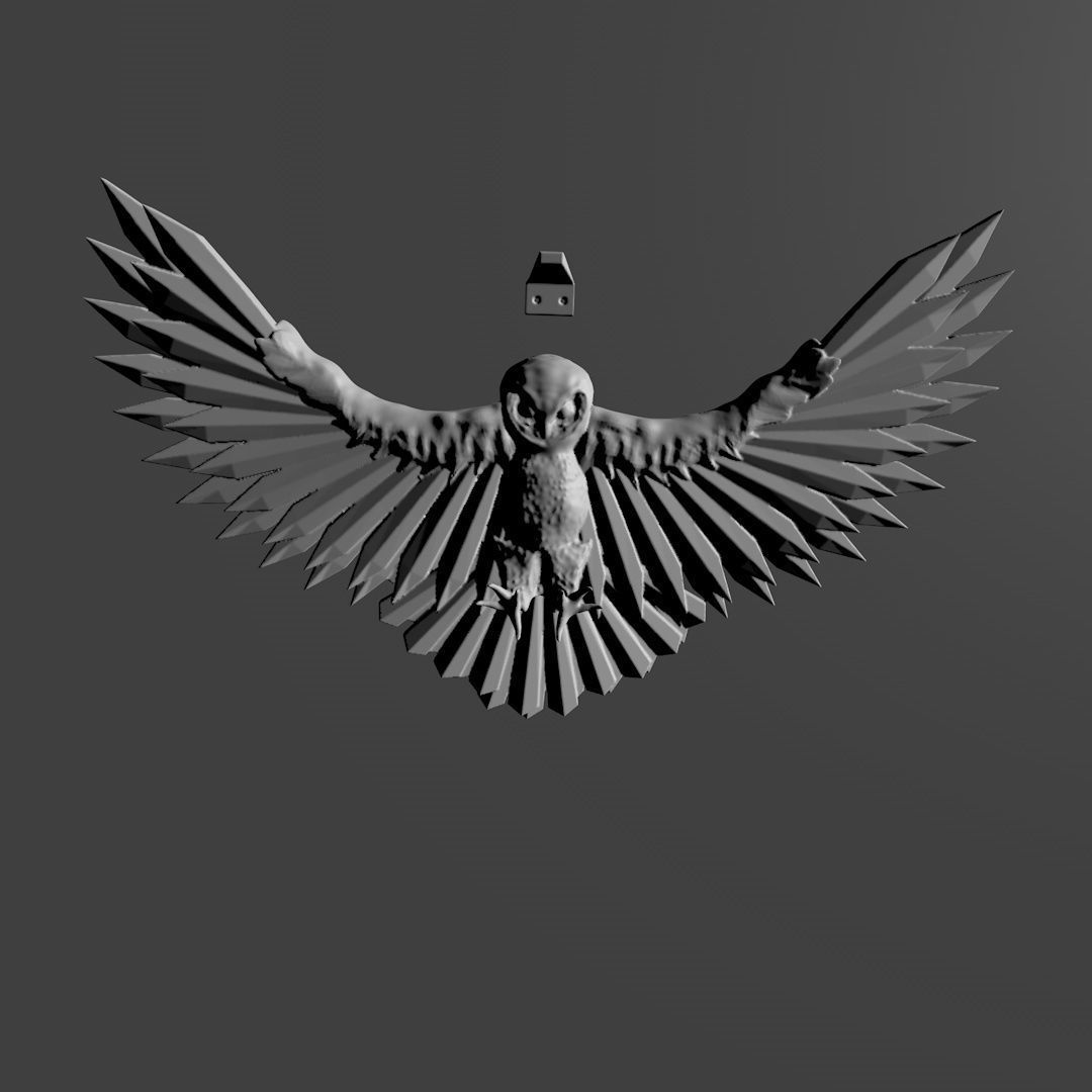 Flying owl with wall mount 3D print model_5