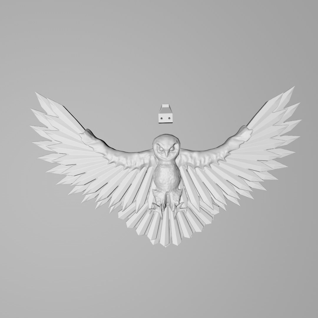 Flying owl with wall mount 3D print model_2