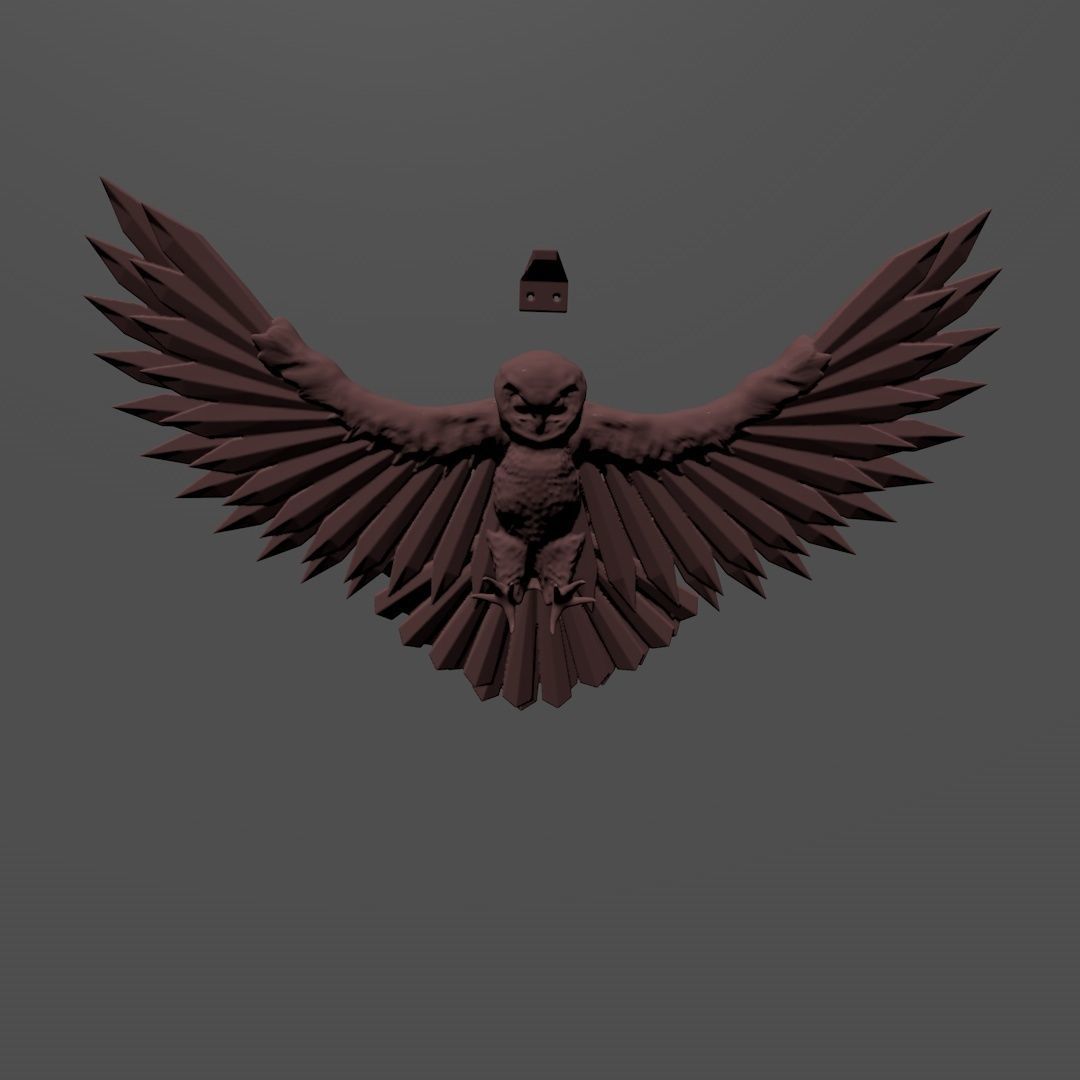 Flying owl with wall mount 3D print model_4