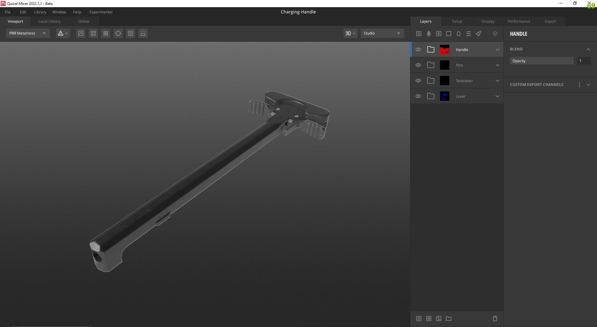 AR-15 KAC Ambidextrous Charging Handle Low-poly 3D model_10