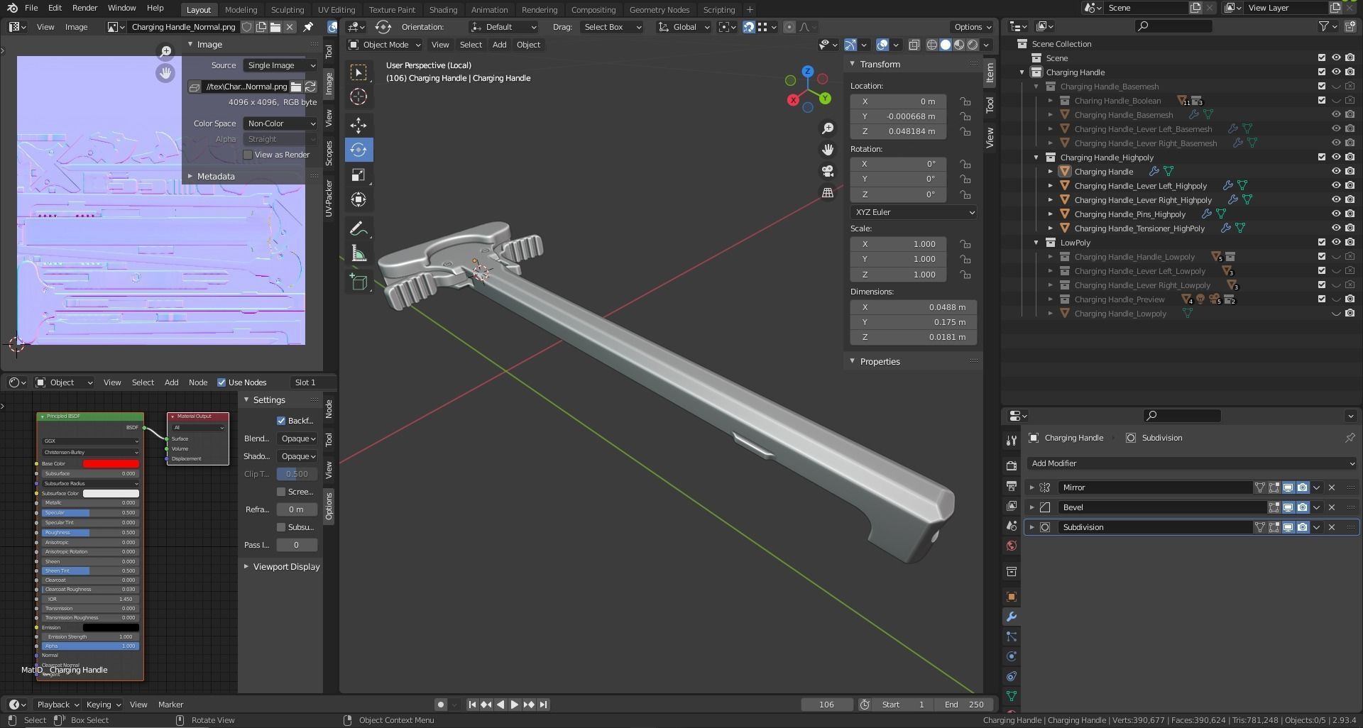 AR-15 KAC Ambidextrous Charging Handle Low-poly 3D model_11