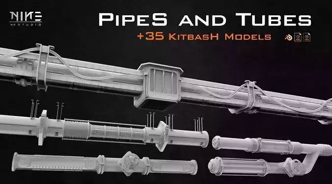 Pipes and Tubes 3D model Pipes and Tubes 3D model
