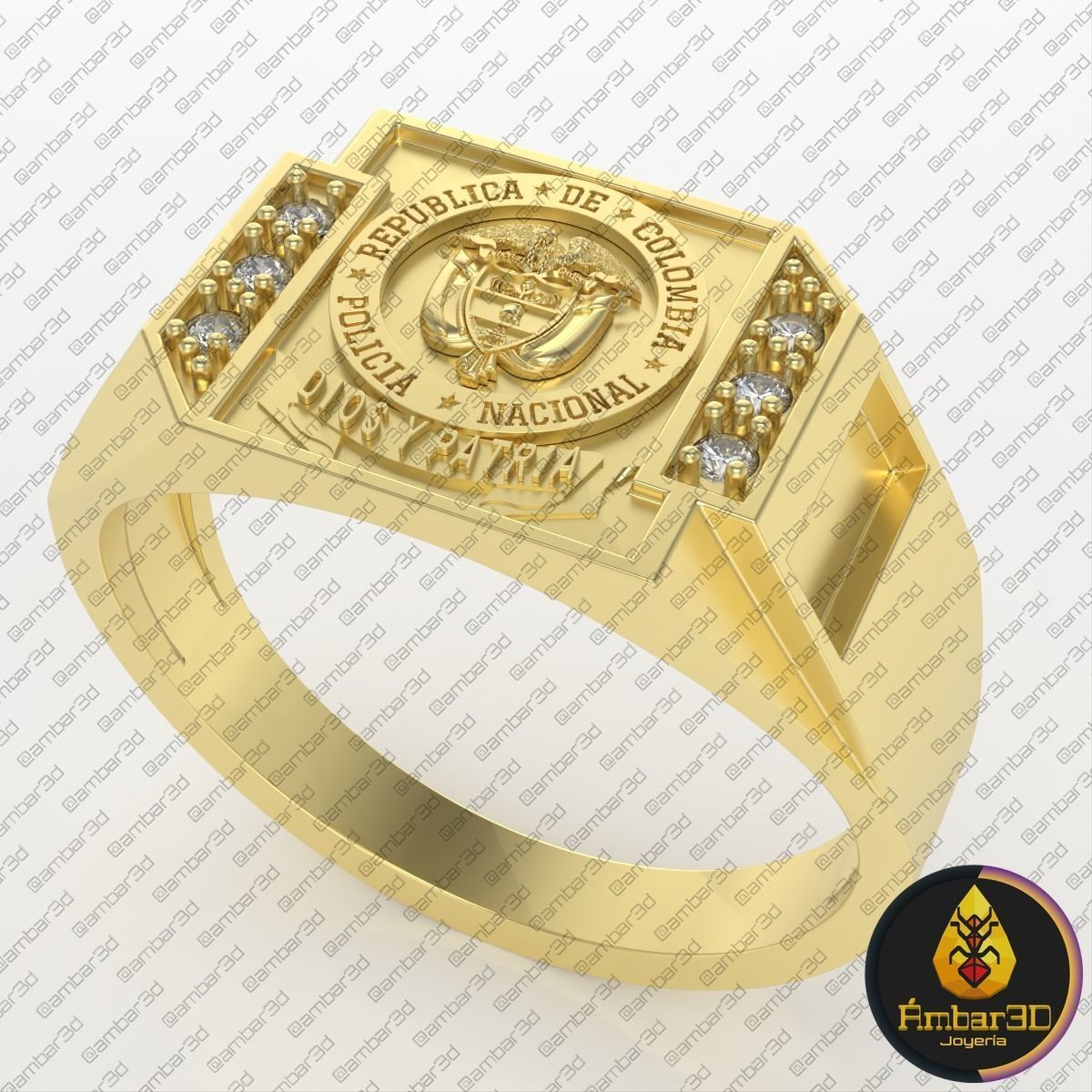 Valiant Defender National Police of Colombia Commemorative Ring 3D print model_1