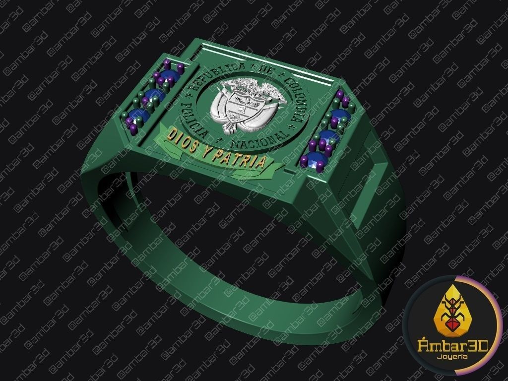 Valiant Defender National Police of Colombia Commemorative Ring 3D print model_4