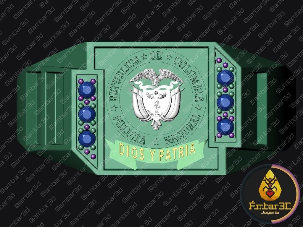 Valiant Defender National Police of Colombia Commemorative Ring 3D print model_5