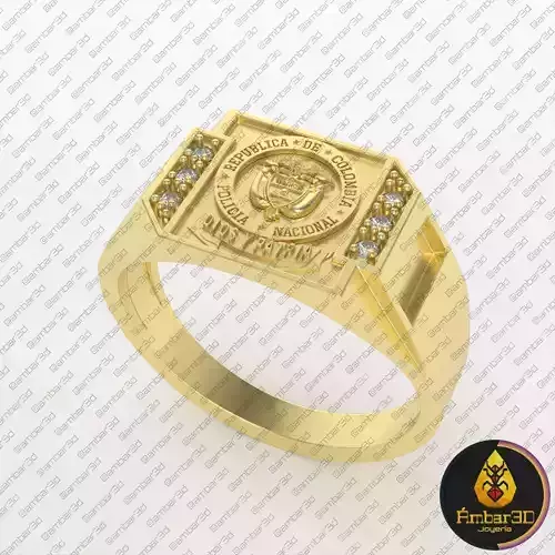 Valiant Defender National Police of Colombia Commemorative Ring 3D print model