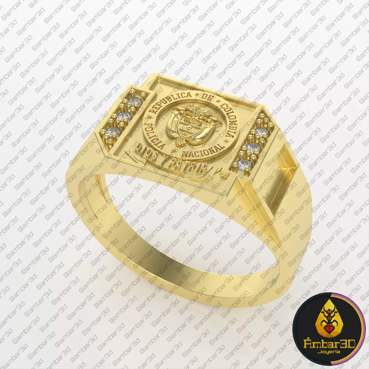 Valiant Defender National Police of Colombia Commemorative Ring 3D print model_0