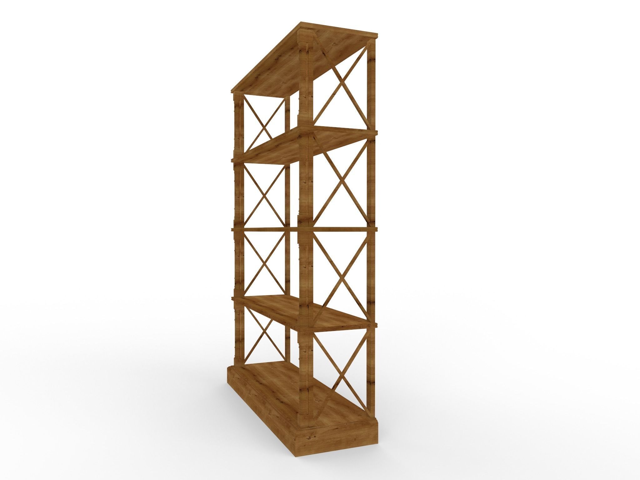 Old bookshelf Free 3D model_1