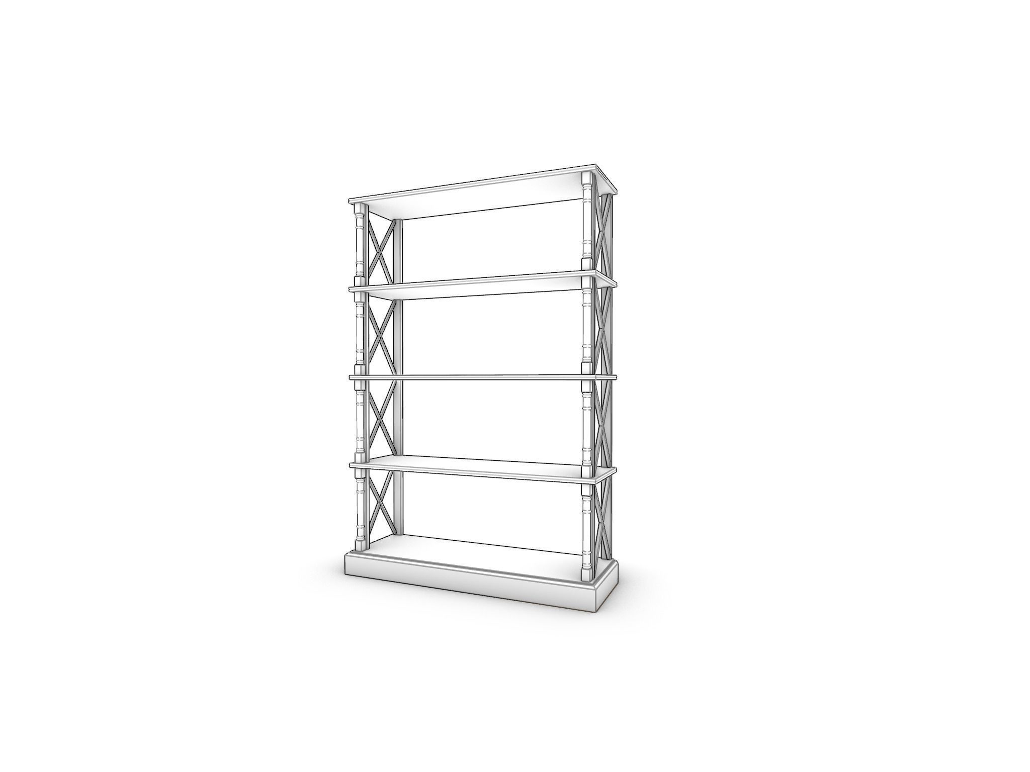 Old bookshelf Free 3D model_4