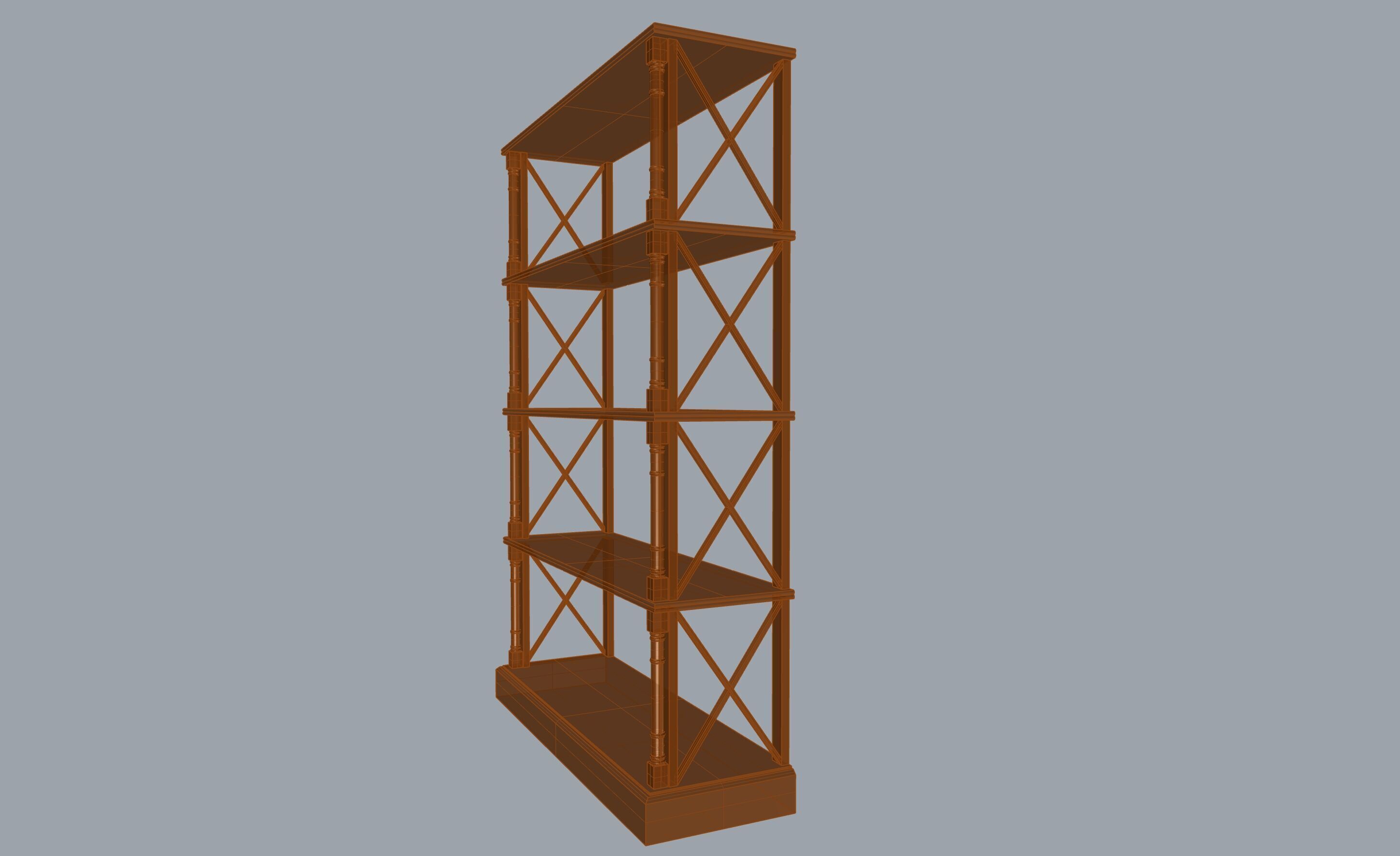 Old bookshelf Free 3D model_7