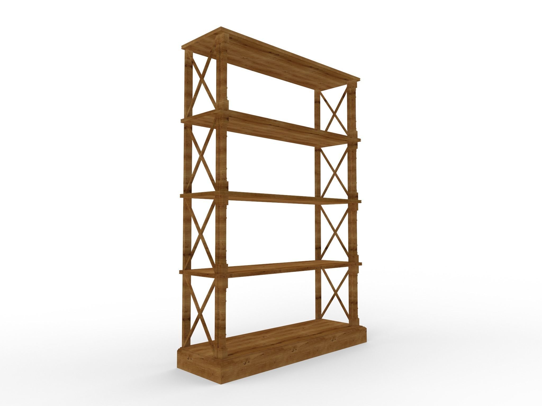 Old bookshelf Free 3D model_2