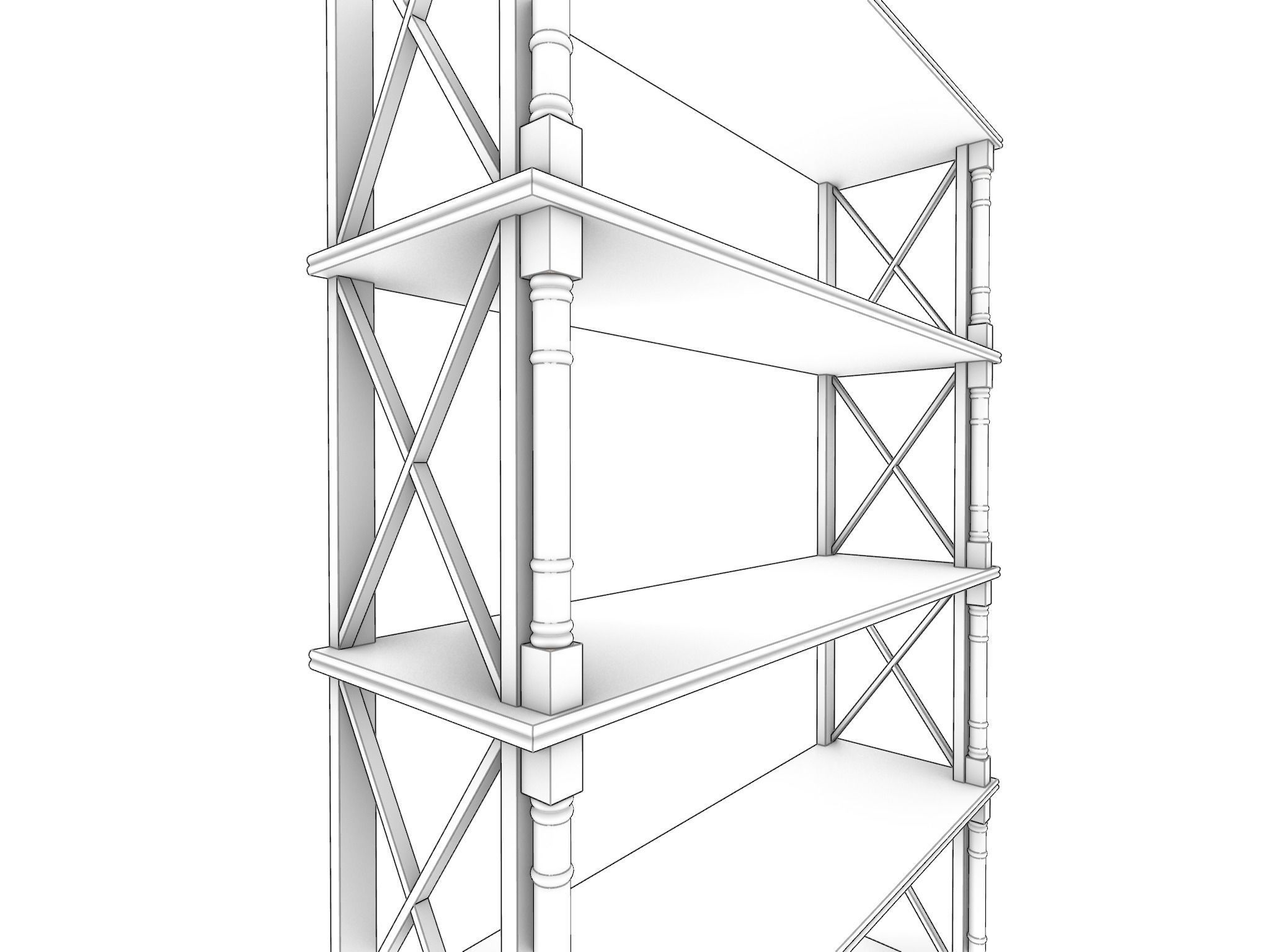 Old bookshelf Free 3D model_5