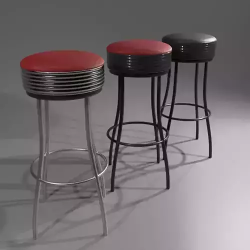 Three Colors Bar Stools 3D Model Low-poly 3D model