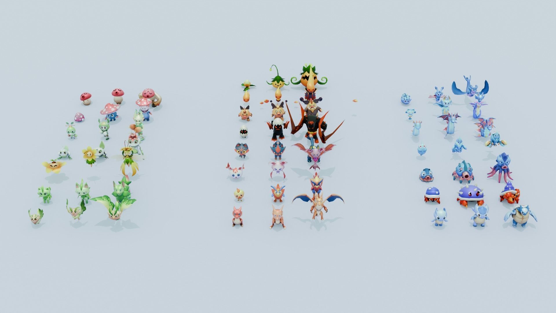 Monsters Mega Pack 66 Monsters Low-poly 3D model_3