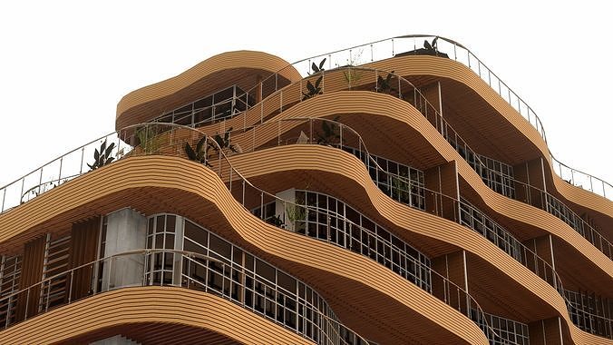 Modern MixedUse Residential Building Detailed with Documentation 3D model 3