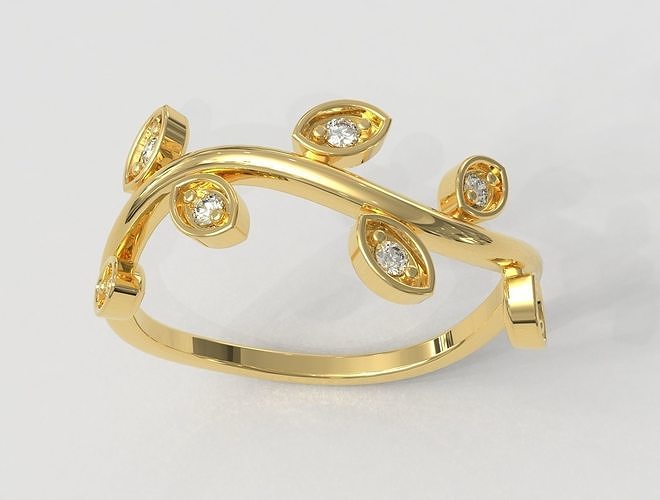 Leaves Diamond Ring 3D print model