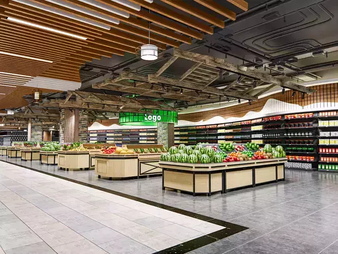 Supermarket  Grocery store showcase Fruits and vegetables 3D model