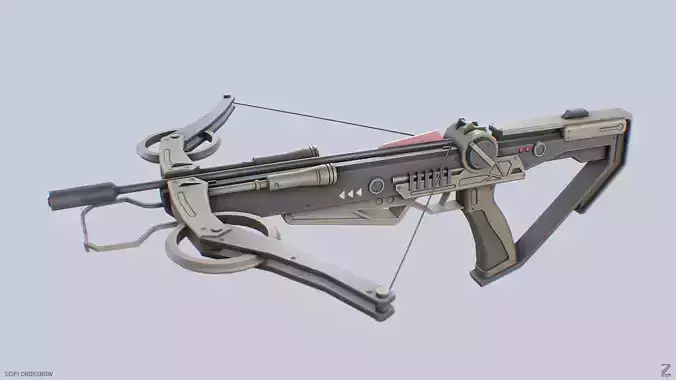 Scifi crossbow Low-poly 3D model