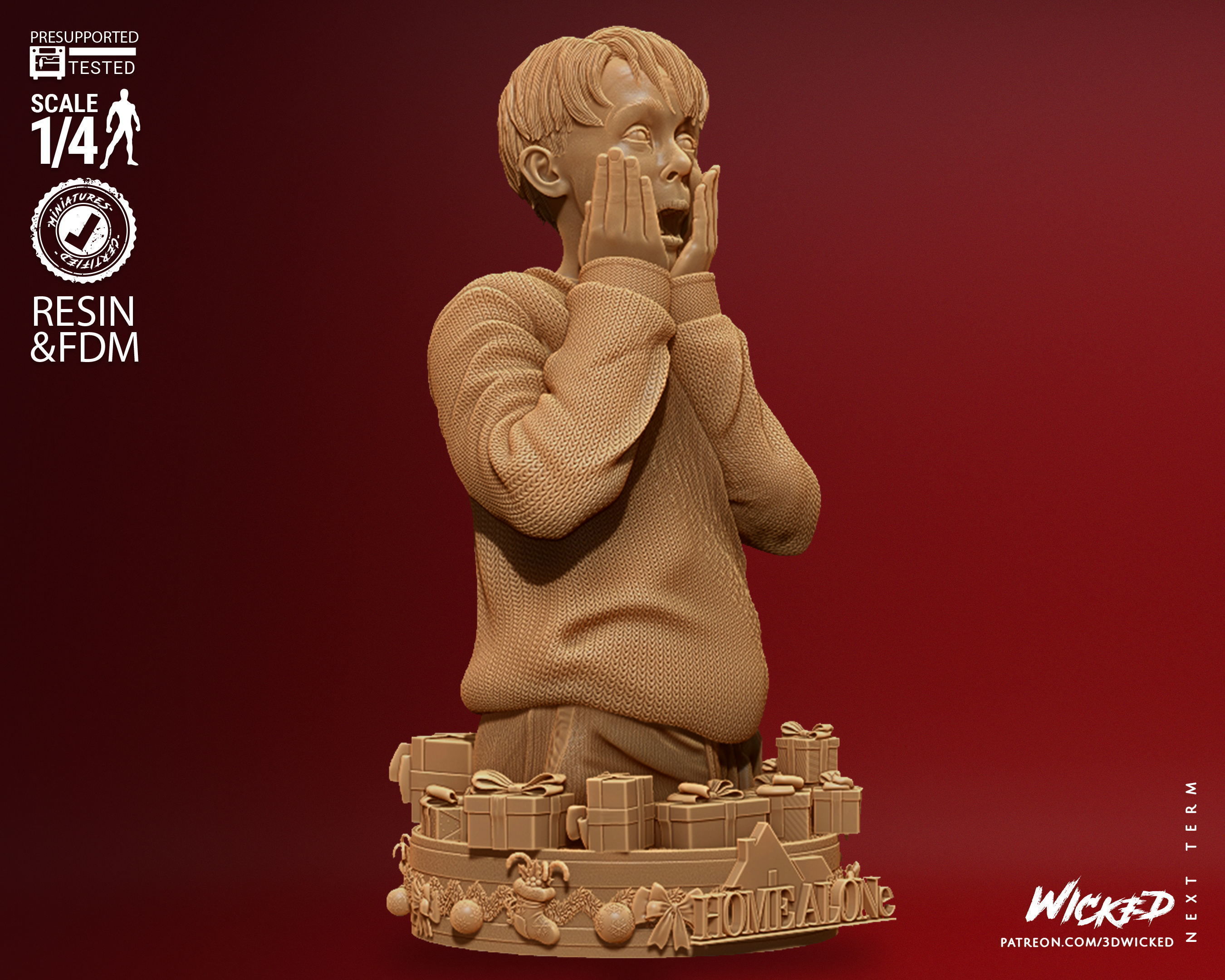 Wicked Home Alone Kevin Bust Tested for 3D printing 3D print model_34