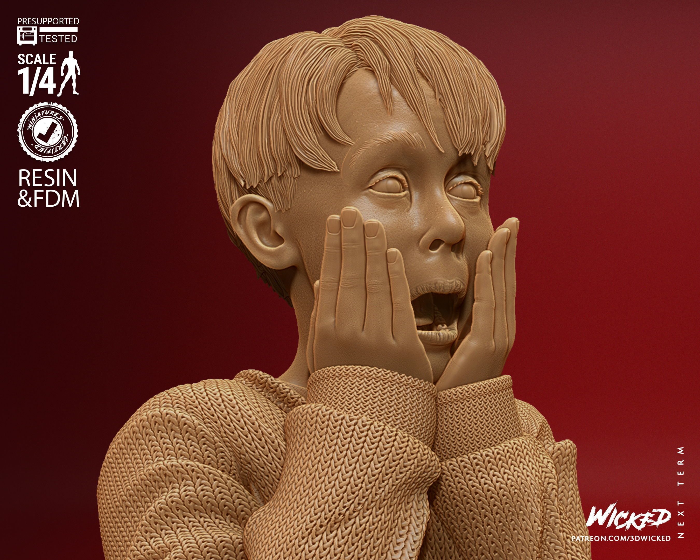 Wicked Home Alone Kevin Bust Tested for 3D printing 3D print model_37